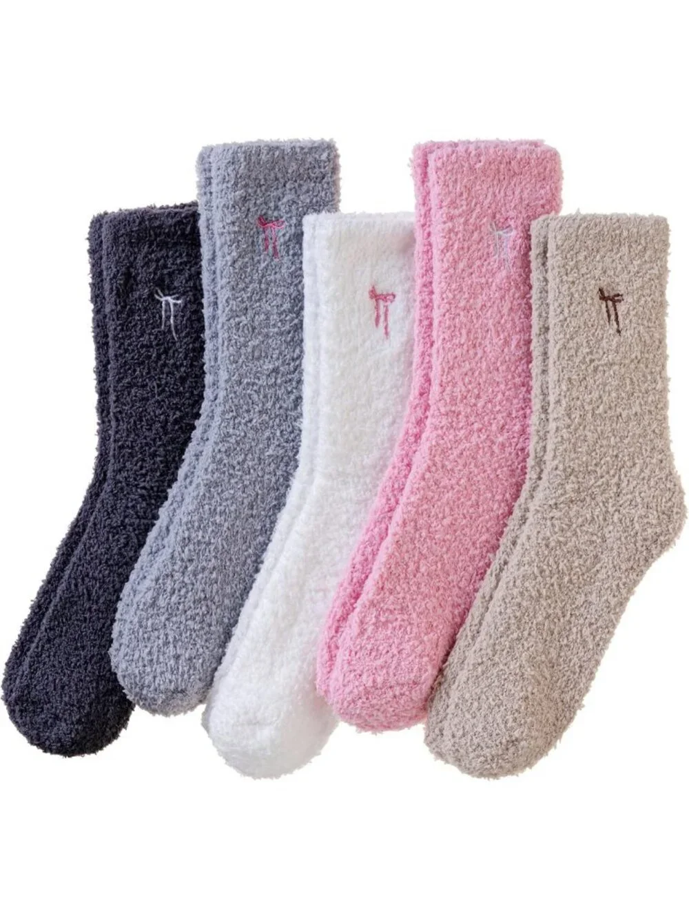 Cozy Fuzzy Winter Socks for Women - Warm Plush Slipper Crew - 5 Pairs